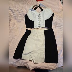 Leather Short - Crop Top Set Shorts Size Large, Top Size Medium by Wilson's.